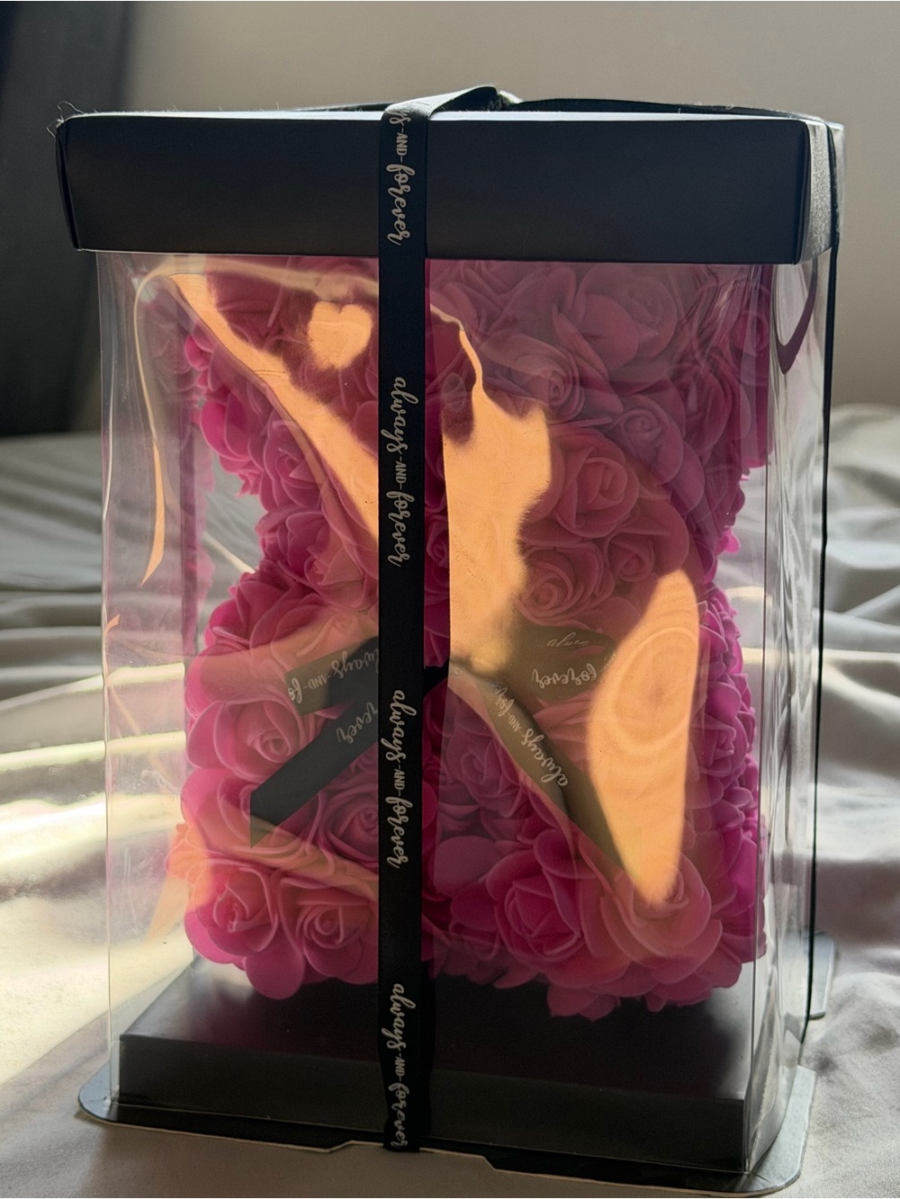 Pink Rose Bear in Display Box